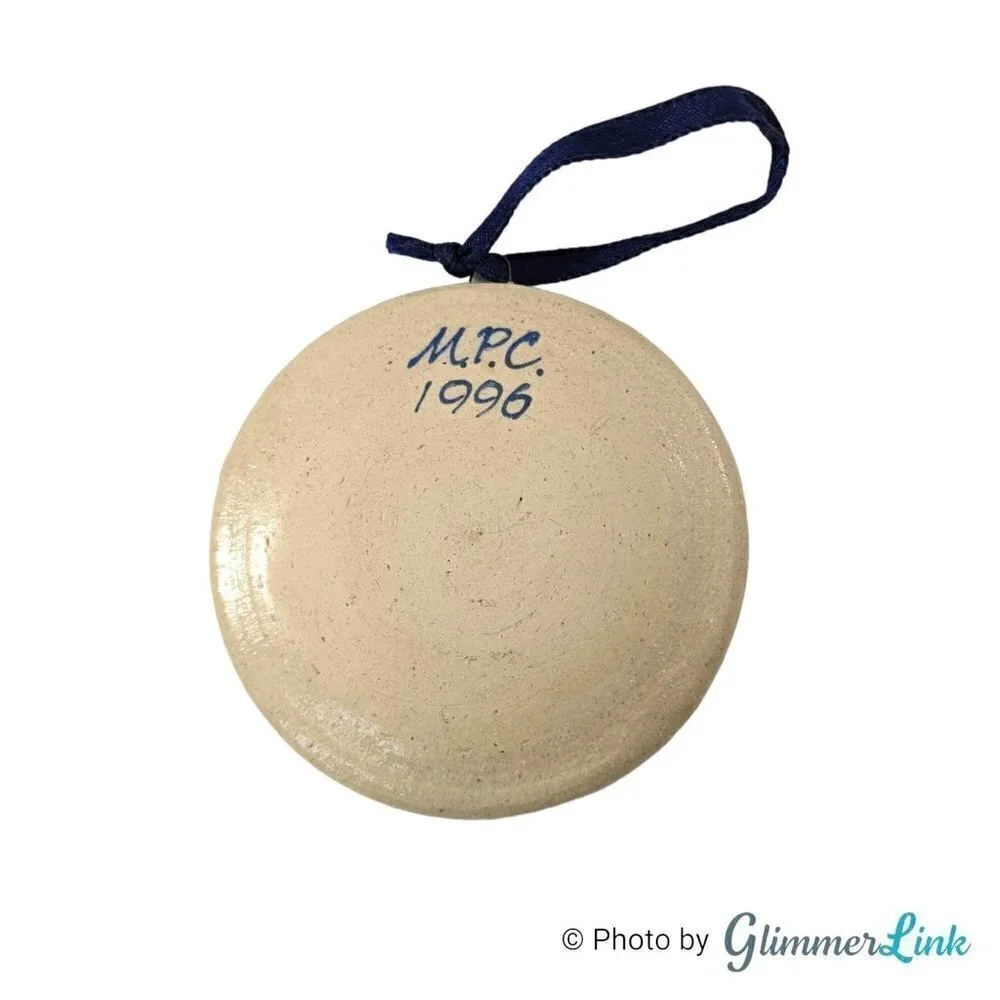 Vintage 1990s Round MPC Wilmington Angel Ceramic Christmas Holidays Ornament